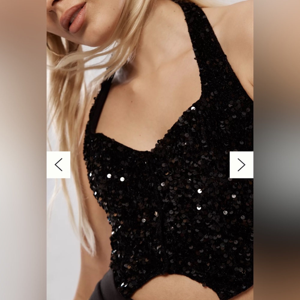 Black Anthropologie sequin top